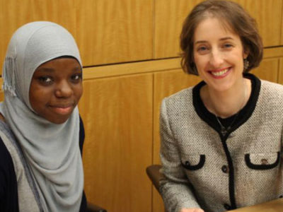 Salimah and French tutor, Béatrice, at Linklaters