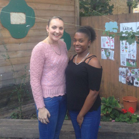 Shelley and work experience student Aliyah during her placement at Minik Kardes nursery