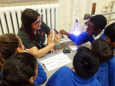 Year 6 at Carlton Primary School meet engineering volunteers at a Careers Carousel