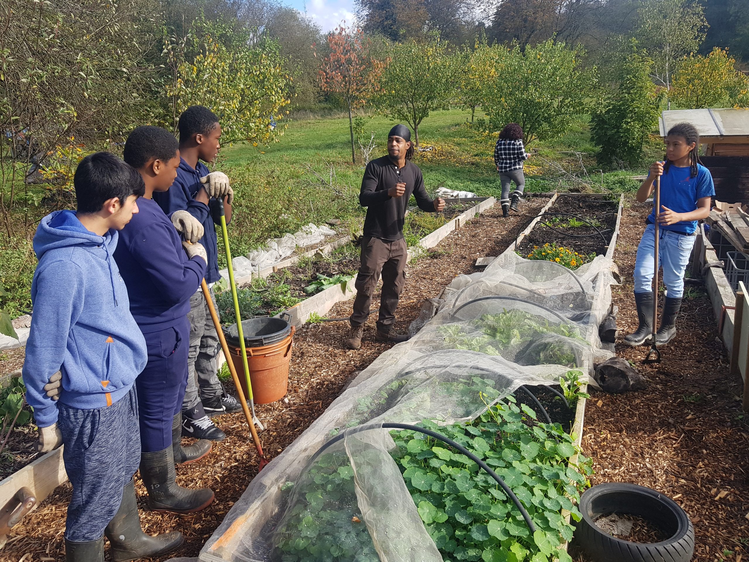 Students at garden project